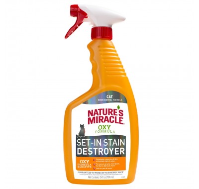 Спрей-знищувач 8in1 Nature's Miracle «Set-In Stain Destroyer Oxy Formula для видалення плям і запахів від котів, з формулою активного кисню 709 мл 680398