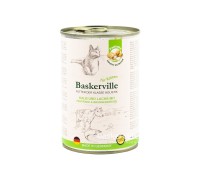 Консервований корм класу холістик для кішок Baskerville Телятина та лосось з пастернаком та крес-салатом, 400г 21554/1858