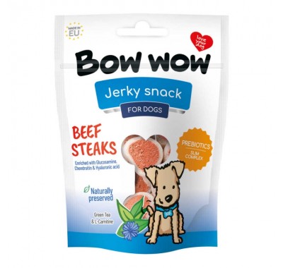 Ласощі для собак натуральні Снеки з яловичини у вигляді стейків "Bow WOW" Mira Mar, 80 г-15 шт/уп BW542