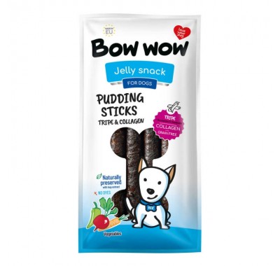 Ласощі для собак Пудингові Палички з рубцем, колагеном та овочами "Bow WOW" Mira Mar, 27-30 см - 6 шт/уп F363K