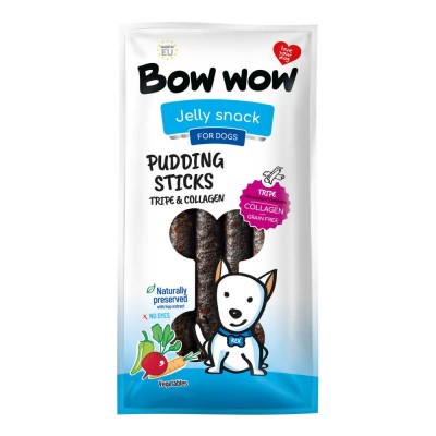 Ласощі для собак Пудингові Палички з рубцем, колагеном та овочами "Bow WOW" Mira Mar, 27-30 см - 6 шт/уп F363K