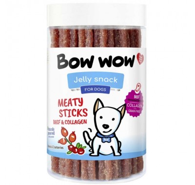Ласощі для собак М'ясні палички з яловичини та колагену "Bow WOW" Mira Mar, 12 см/370 г-20 шт/уп BW252