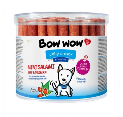 Ласощі для собак Палички міні-салямі з яловичиною та колагеном "Bow WOW" Mira Mar, 12 см-60 шт/уп BW465