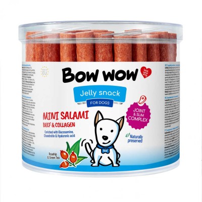 Ласощі для собак Палички міні-салямі з яловичиною та колагеном "Bow WOW" Mira Mar, 12 см-60 шт/уп BW465