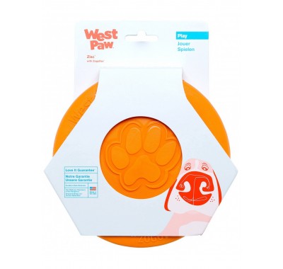 West Paw Zisc Flying Disc Игрушка для собак, оранжевая 22см 