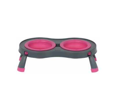 Dexas Дабл Фидер Миска двойная на складной подставке для собак и кошек 240 мл, голубая
