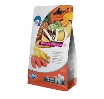 Низькозерновий сухий корм Farmina N&D Tropical Selection Salmon Adult Medium&Maxi з лососем та тропічними фруктами 2 кг, 42378