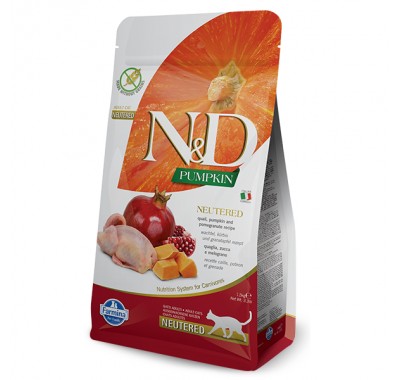 Беззерновий сухий корм Farmina N&D Pumpkin Quail&Pomegranate Neutered для стерилізованих кішок з перепелом та гарбузом, (36803) 5 кг