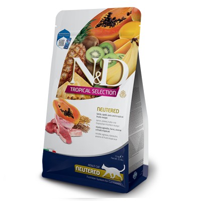 Низькозерновий сухий корм Farmina N&D TROPICAL SELECTION для стерилізованих кішок з ягням і фруктами, (42125) 1,5 кг