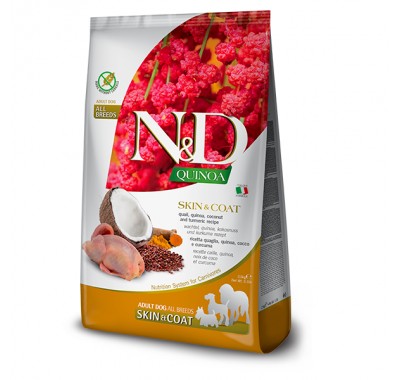 Беззерновий дієтичний корм Farmina N&D Quinoa для шкіри та вовни собак середніх та великих порід, перепілка, кіноа, кокос, 2,5 кг. 41951