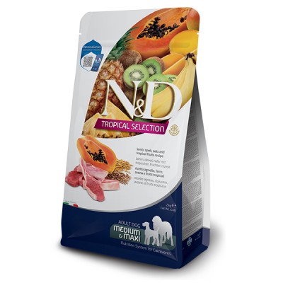 Низкозерновой сухой корм Farmina N&D TROPICAL SELECTION для взрослых собак средних и больших пород с ягненком и тропическими фруктами, (42347) 10 кг