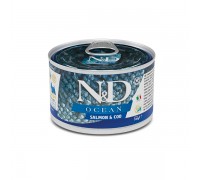 Вологий корм Farmina N&D Grain OCEAN SALMON & COD ADULT MINI для собак дрібних порід з лососем і тріскою, (02222) 140 г
