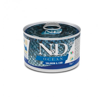 Вологий корм Farmina N&D Grain OCEAN SALMON & COD ADULT MINI для собак дрібних порід з лососем і тріскою, (02222) 140 г