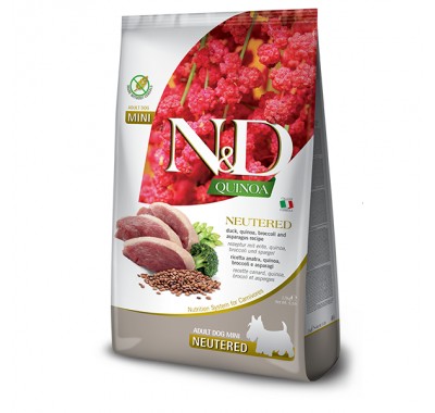 Беззерновий сухий корм Farmina N&D QUINOA NEUTERED для стерилізованих собак дрібних порід, качка, кіноа, броколі та спаржа, (38647) 7 кг