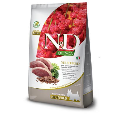 Беззерновий сухий корм Farmina N&D QUINOA NEUTERED для стерилізованих собак дрібних порід, качка, кіноа, броколі та спаржа, (38647) 7 кг