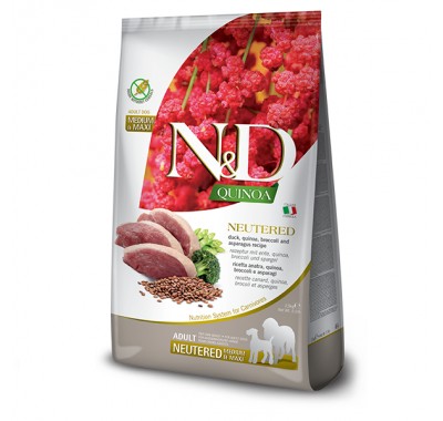Беззерновий корм Farmina N&D QUINOA NEUTERED для стерилізованих собак середніх та великих, качка, кіноа, броколі та спаржа, (0169) 2.5 кг