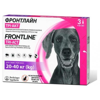 Краплі від бліх та кліщів Frontline TRI-ACT для собак від 20 д 40 кг