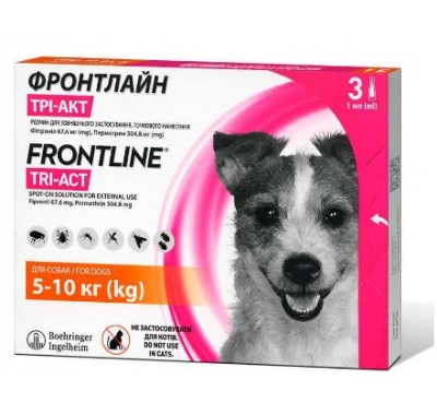 Краплі від бліх та кліщів Frontline TRI-ACT для собак від 5 до 10 кг