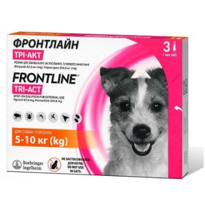 Краплі від бліх та кліщів Frontline TRI-ACT для собак від 5 до 10 кг
