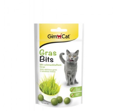 Ласощі GimCat GrasBits для котів, таблетки з травою, 65 шт, 40 г 417653