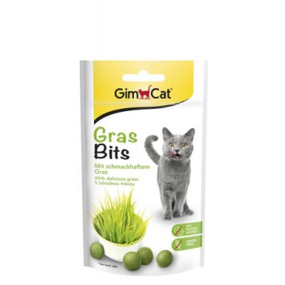 Ласощі GimCat GrasBits для котів, таблетки з травою, 65 шт, 40 г 417653