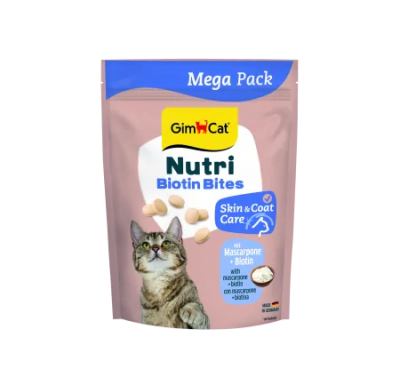 Вітаміни GimCat NUTRI BIOTIN BITES для котів для покращення стану шкіри та шерсті з маскарпоне та біотином 425г 419695