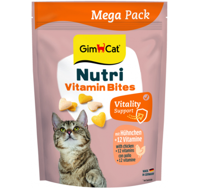 Вітаміни GimCat NUTRI MULTI-VITAMIN BITES HUHN для котів мультивітамін, сердечки с курицей 425г, 419688