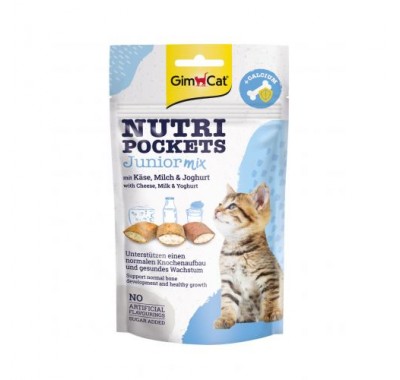Ласощі для кішок GimCat Nutri Pockets для кошенят Junior mix (сир, молоко, йогурт) + кальцій 60г 419381/9350