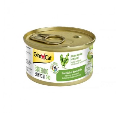 Вологий корм для кішок GimCat Shiny Cat SUPERFOOD курка та яблуко 70г 414515/553