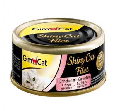 Вологий корм для кішок Gim Shiny Cat курка та креветка 70г 412962/785