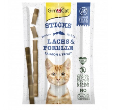 Ласощі GimCat для кішок, палички з лососем та тріскою, 4 шт по 5 г