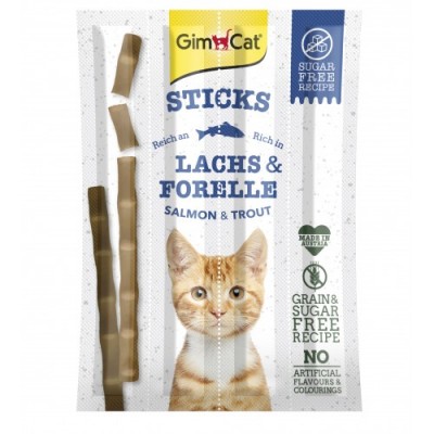 Ласощі GimCat для кішок, палички з лососем та тріскою, 4 шт по 5 г
