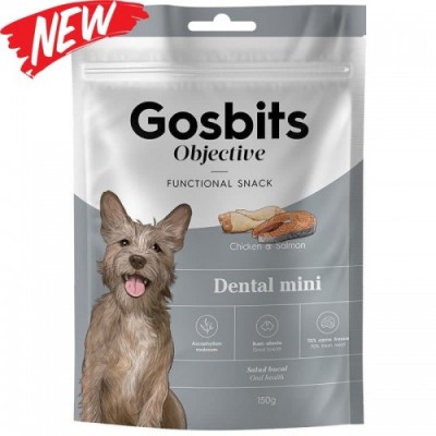 Gosbits Objective Dental Mini Функціональні ласощі для здоров'я зубів міні малих порід 150г 4158