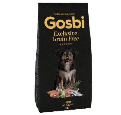 Сухий корм Gosbi Exclusive Grain Free Light Medium для дорослих собак середніх та великих порід з індичкою та білою рибою 12кг 3779
