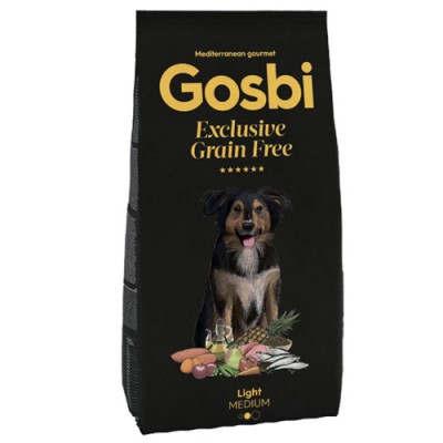 Сухий корм Gosbi Exclusive Grain Free Light Medium для дорослих собак середніх та великих порід з індичкою та білою рибою 12кг 3779