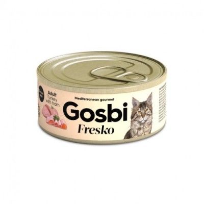 Gosbi Fresko Cat Adult Turkey & Ham для дорослих кішок з індичкою та шинкою 70г 464