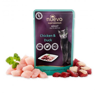 Влажный корм для кошек NUEVO ADULT с курицей и уткой 85 г, 95208