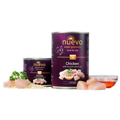 Консерва для кошенят NUEVO KITTEN Chicken з куркою, рисом та олією лосося 200 г, 95113