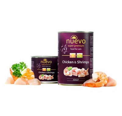 Консерва для кішок NUEVO ADULT Chicken & Shrimps з куркою та креветками 200 г, 95107