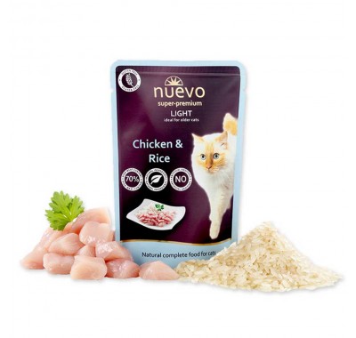 Влажный корм для кошек склонных к ожирению NUEVO LIGHT с курицей и рисом 85 г, 95202