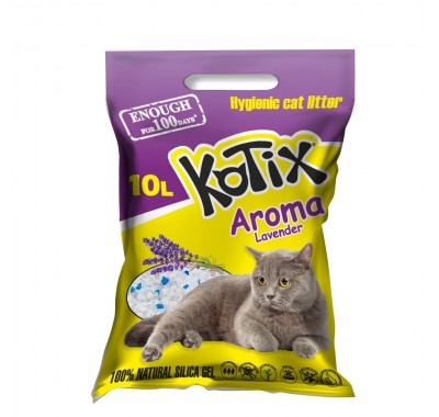 Силикагелевый наполнитель для кошачьего лотка Kotix Lavender с ароматом лаванды 10 л