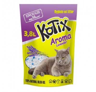 Силікагелевий наповнювач для котячого лотка Kotix Lavender з ароматом лаванди 3,8 л