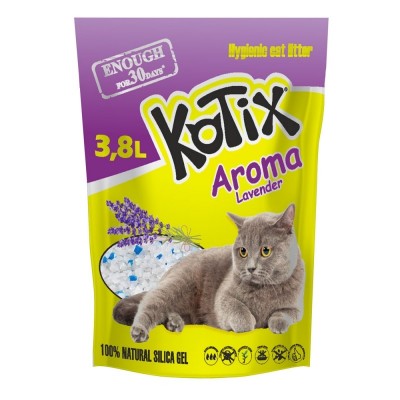 Силікагелевий наповнювач для котячого лотка Kotix Lavender з ароматом лаванди 3,8 л