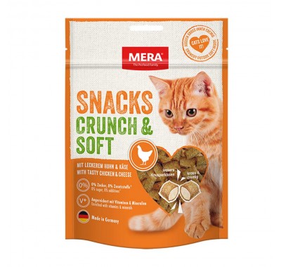 Ласощі для кішок Mera SNACKS Crunch & Soft Huhn&Käse снеки з куркою та сиром, 200 г 83430 
