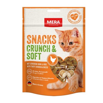 Ласощі для кішок Mera SNACKS Crunch & Soft Huhn&Käse снеки з куркою та сиром, 200 г 83430 
