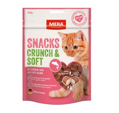 Лакомство для кошек Mera SNACKS Crunch & Soft Lachs снеки с лососем, 200 г 83330 