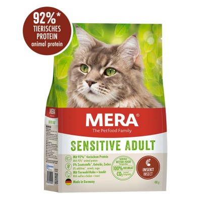 Сухий корм Mera Cats Sensitive Adult Intsect для дорослих котів із чутливим травленням з протеїном комах, 400 г 38774 