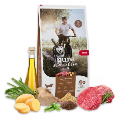 Сухий корм Mera Pure Sensitive fresh meat Rind & Kartoffel для дорослих собак із свіжим м'ясом яловичини і картоплі 12,5кг 57450 