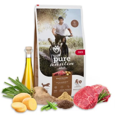 Сухий корм Mera Pure Sensitive fresh meat Rind & Kartoffel для дорослих собак із свіжим м'ясом яловичини і картоплі 12,5кг 57450 