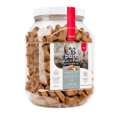 Ласощі для собак Mera good snacks pure sensitive Truthahn & Kartoffel снеки для чутливих собак із індичкою та картоплею, 600 г 59278 